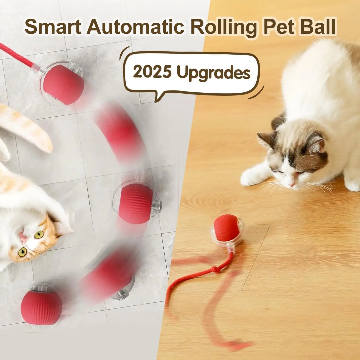 Balle interactive pour chat, balle roulante automatique avec queue, jouet coule intelligent pour animal de compagnie aste, souris intelligente pour chat