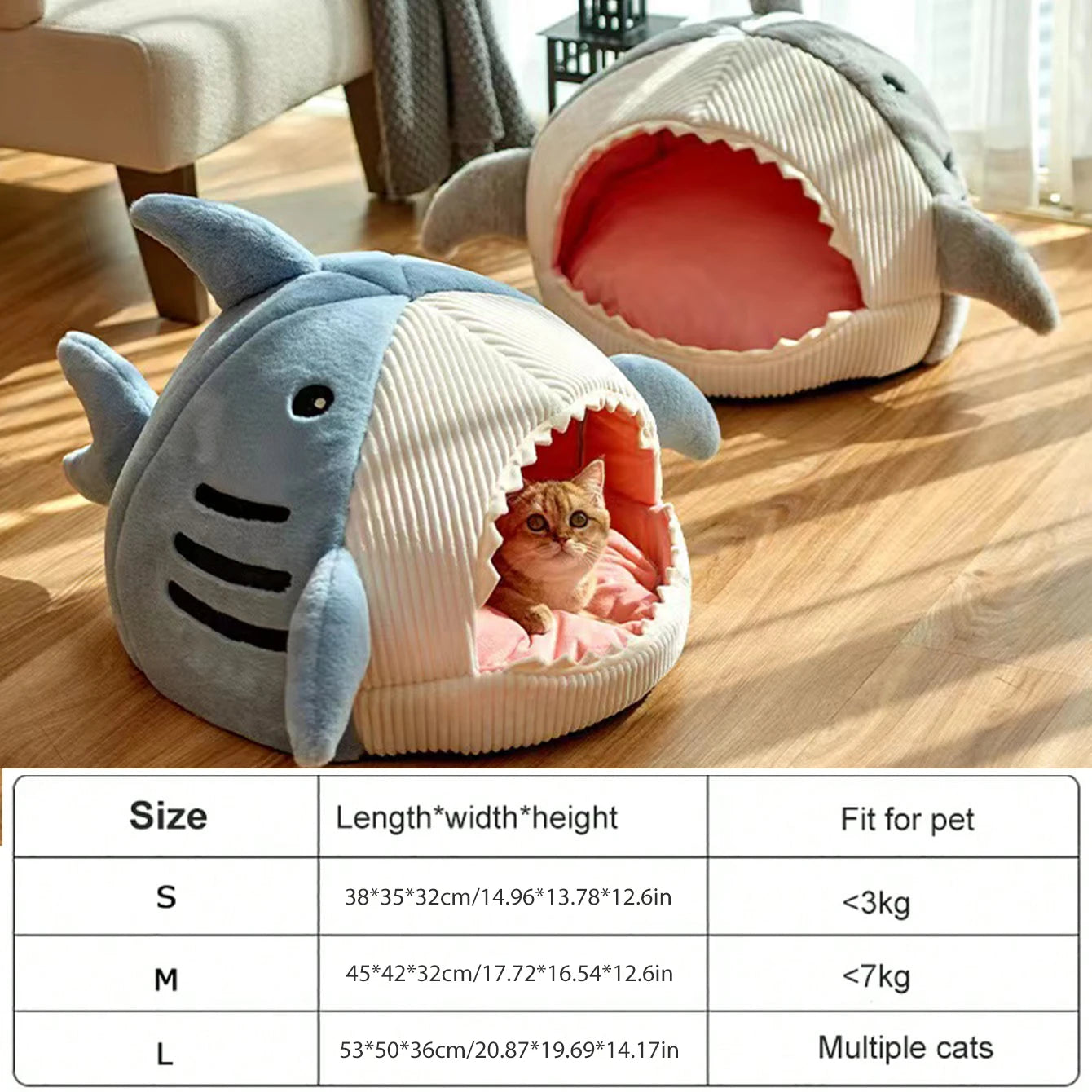 Lit Chaud en Forme de Requin pour Chat – Coussin Douillet et Tente Ludique