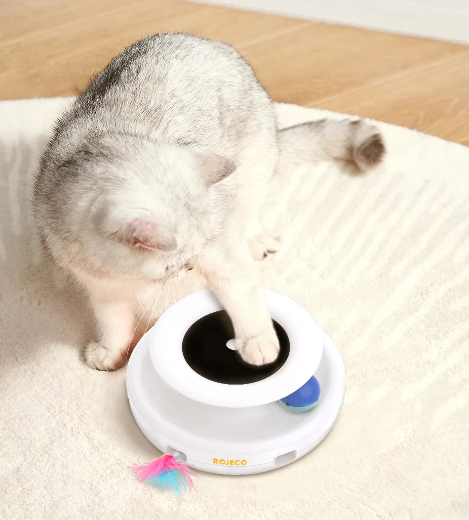 Jouet Intelligent 2 en 1 pour Chat – Balle Interactive avec Plumes Automatiques