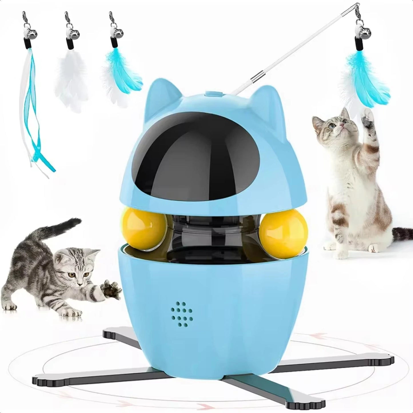 Jouet Interactif 4-en-1 pour Chat – Laser, Balle, Plume et Chasse Automatique