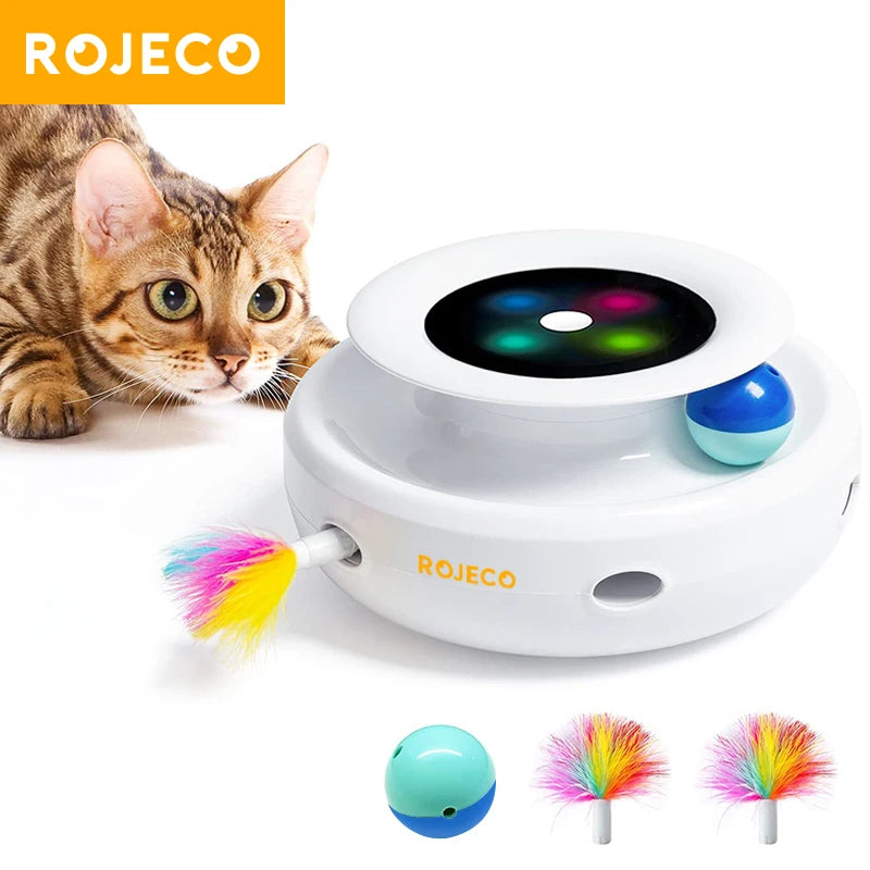 Jouet Intelligent 2 en 1 pour Chat – Balle Interactive avec Plumes Automatiques