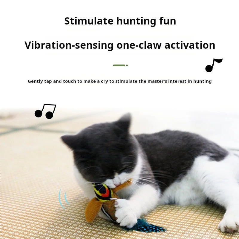 Jouet en Peluche avec Son d’Oiseau pour Chat – Simulation Réaliste et Taquineries Automatiques