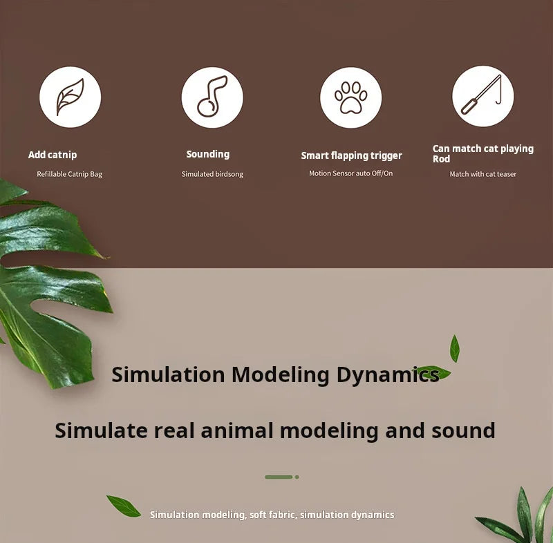 Jouet en Peluche avec Son d’Oiseau pour Chat – Simulation Réaliste et Taquineries Automatiques