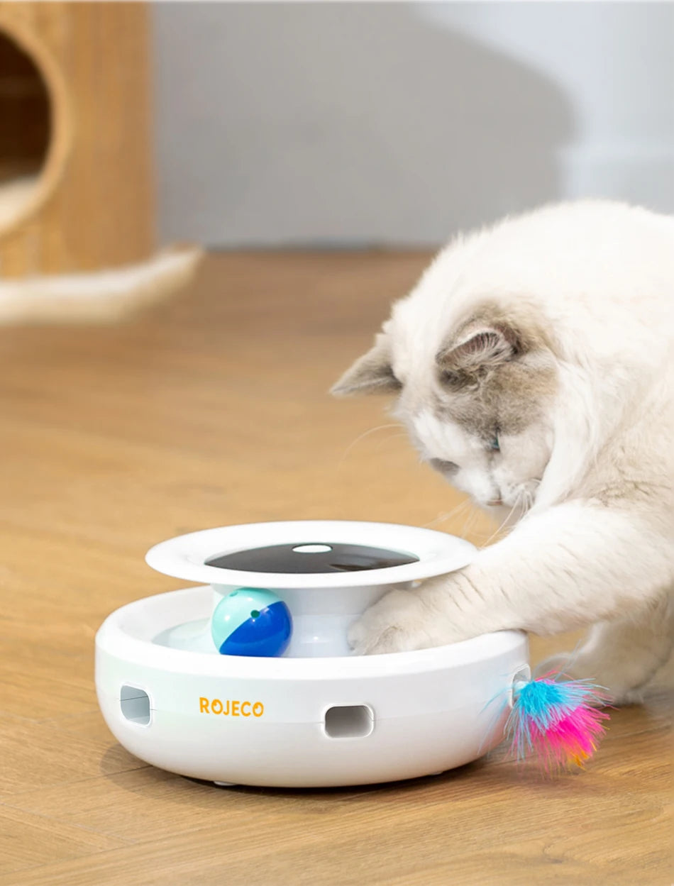 Jouet Intelligent 2 en 1 pour Chat – Balle Interactive avec Plumes Automatiques