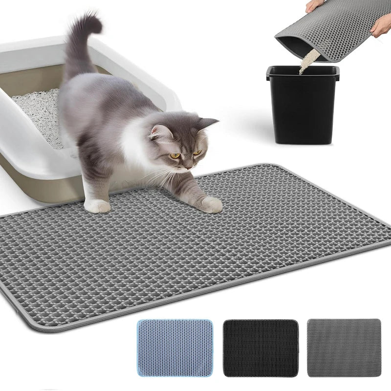 Tapis de Litière Pliable à Double Couche pour Chat – Protection Efficace et Antidérapant