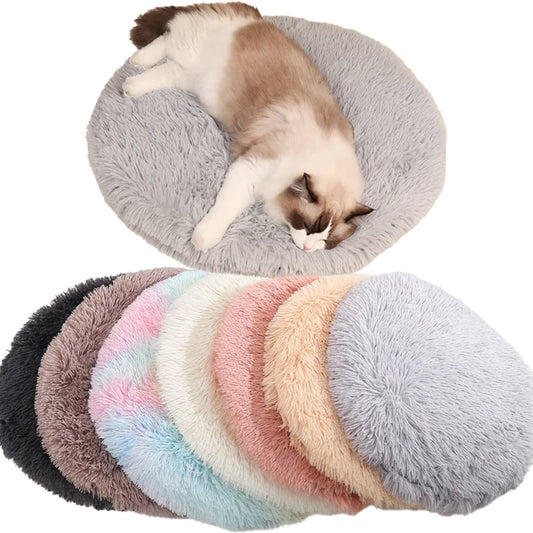 Lit Rond en Peluche Douce pour Chat – Coussin Chaud et Confortable