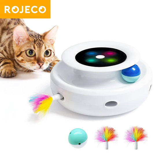 Jouet Intelligent 2 en 1 pour Chat – Balle Interactive avec Plumes Automatiques