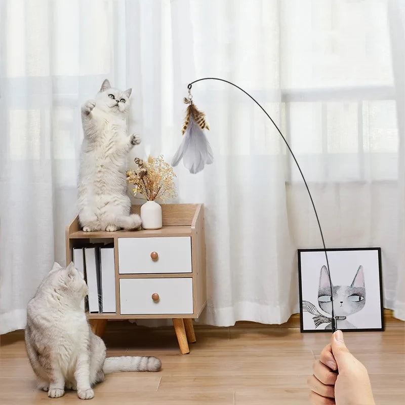 Jouet Interactif pour Chat – Baguette de Jeu avec Ventouse et Plume