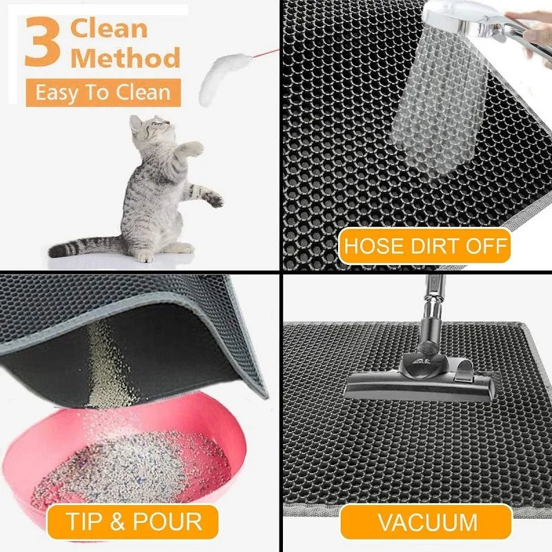 Tapis de Litière Pliable à Double Couche pour Chat – Protection Efficace et Antidérapant