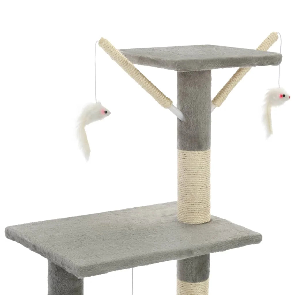 Arbre à Chat avec Jouets de Souris – Maison avec Perchoir, Hamac et Griffoirs en Sisal