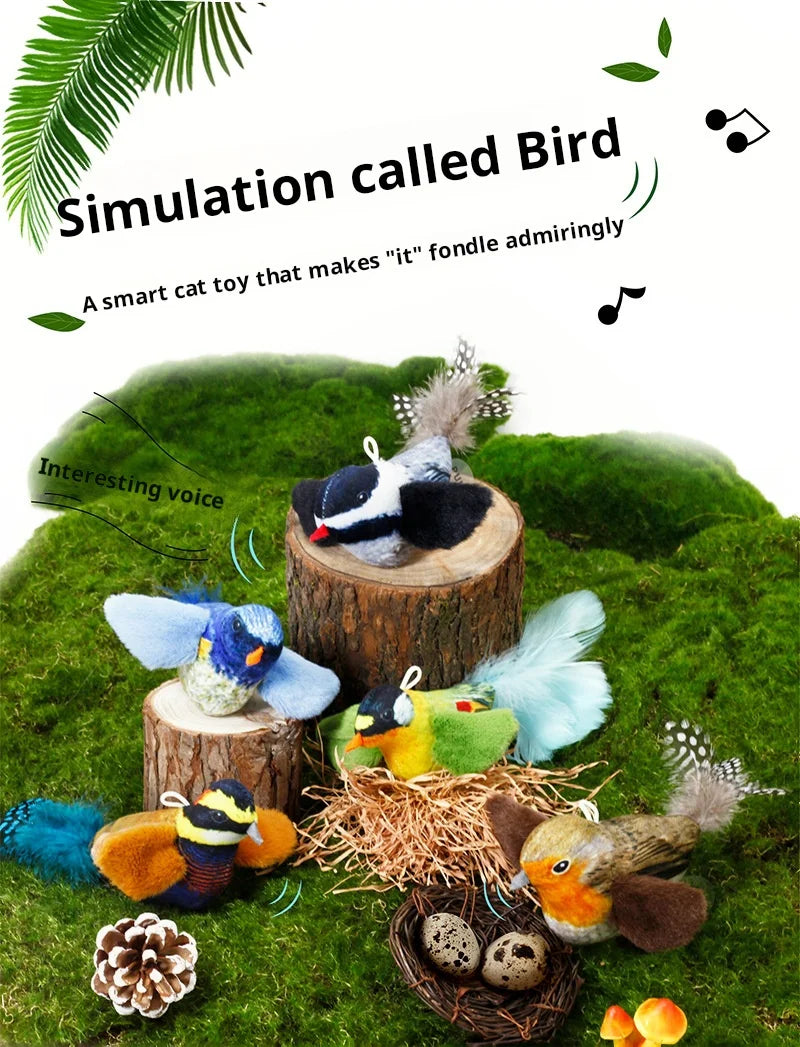 Jouet en Peluche avec Son d’Oiseau pour Chat – Simulation Réaliste et Taquineries Automatiques