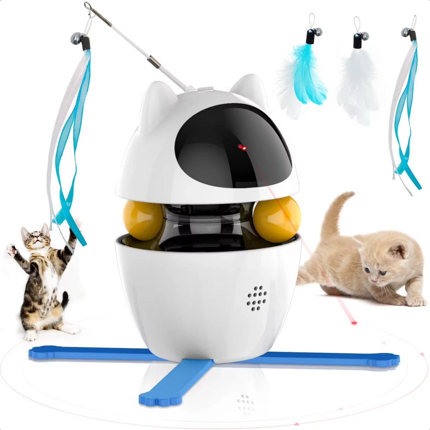 Jouet Interactif 4-en-1 pour Chat – Laser, Balle, Plume et Chasse Automatique