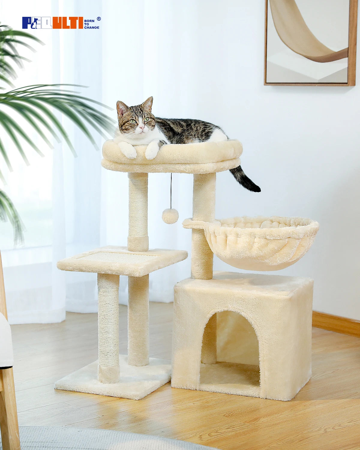 Tour d’Activité pour Chats – Arbre à Chat avec Griffoirs, Hamac et Perchoir Confortable