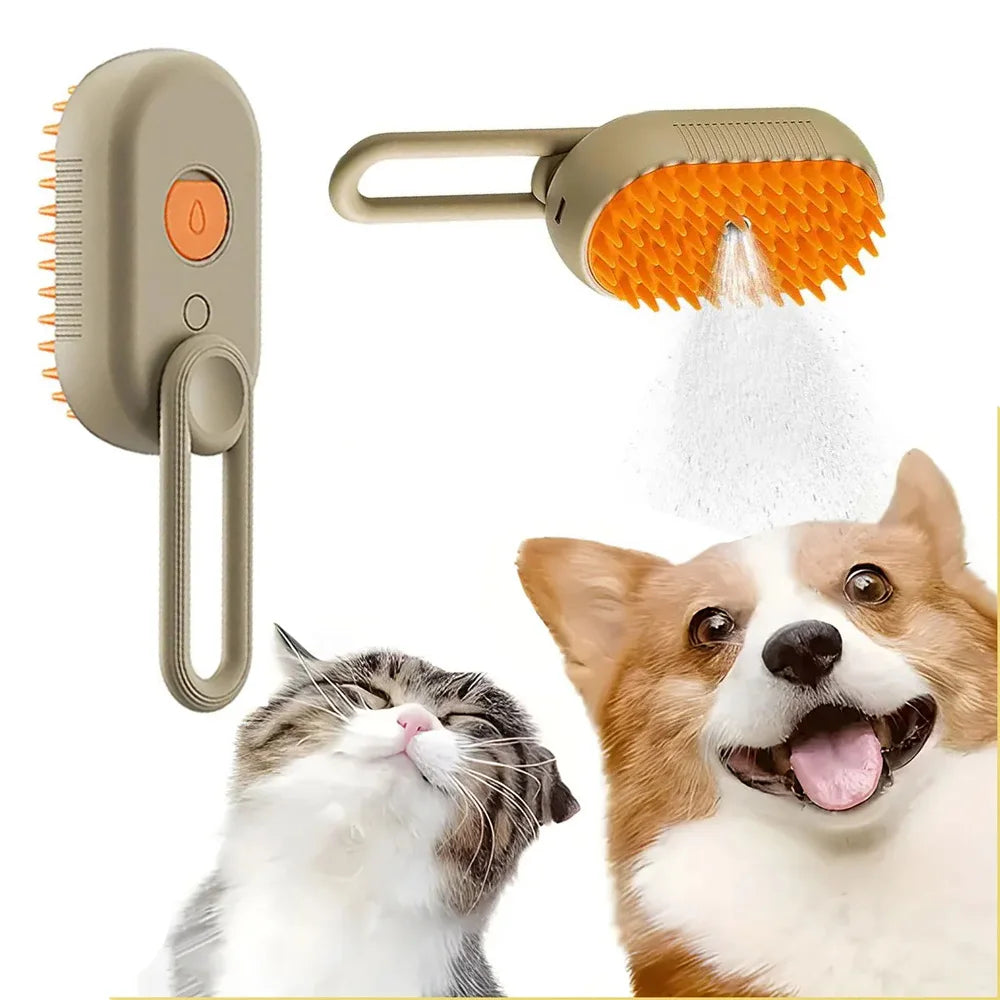 Brosse à Vapeur Électrique 3 en 1 pour Chat et Chien – Nettoyage, Massage et Soin LED